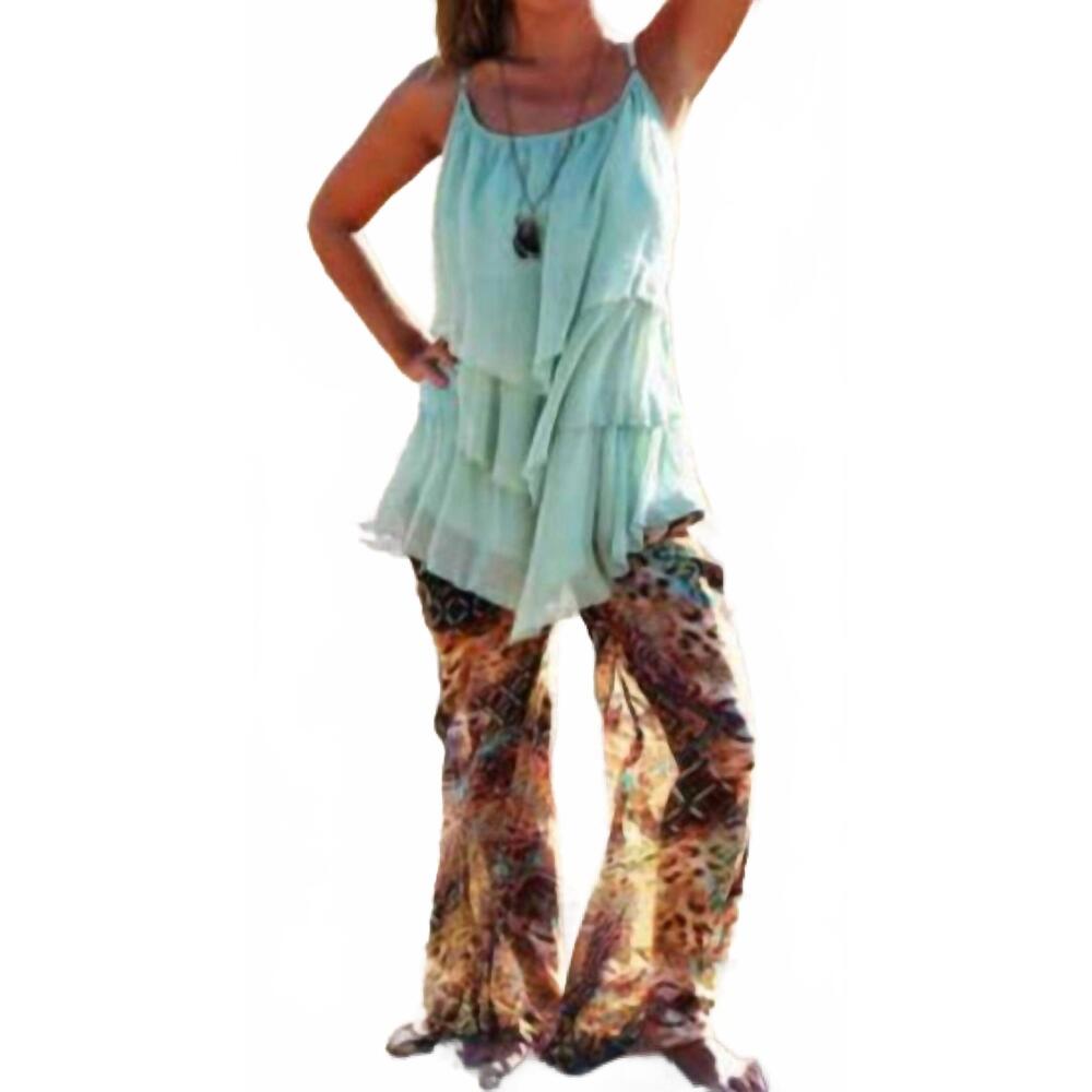 NEW R CINCO RANCH ruffle flowing tank top in mint
